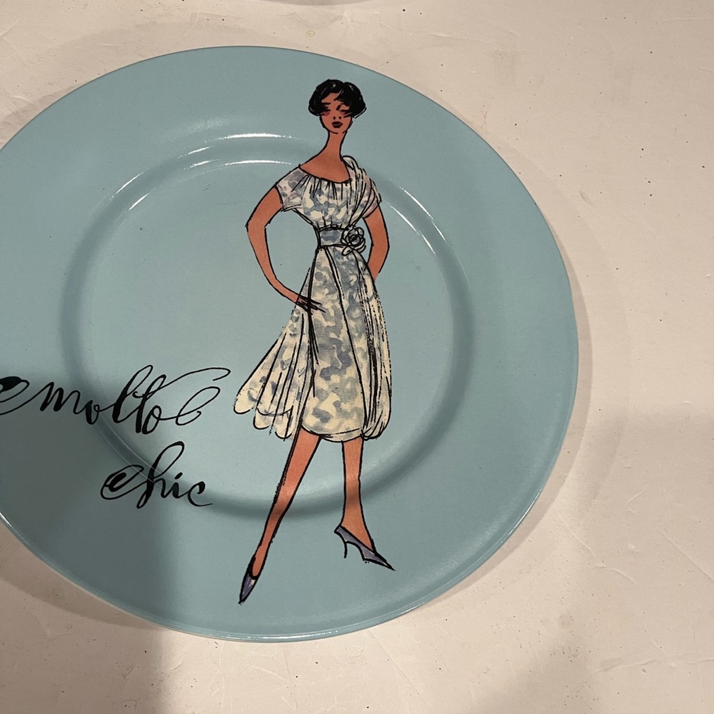 Vintage Rosanna Dessert Plates-new in box-set of 4-women in dresses-Blue - Picture 7 of 7